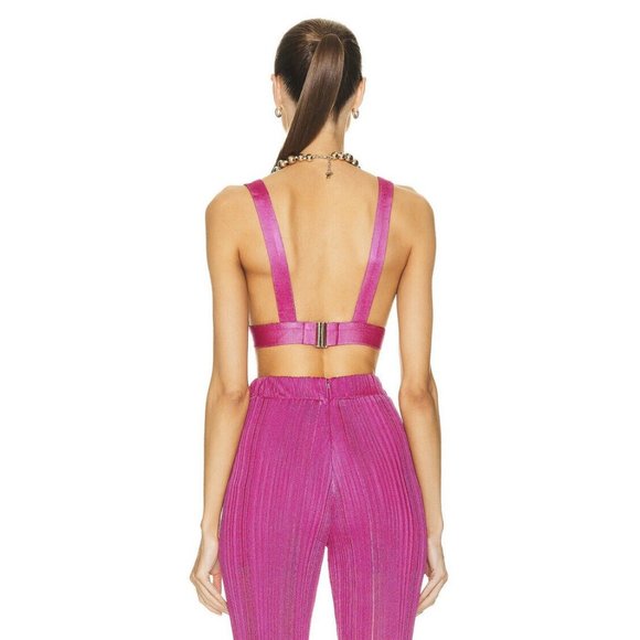 Raisa Vanessa Knit V Neck Top Fuchsia Pink Crop - Picture 4 of 4